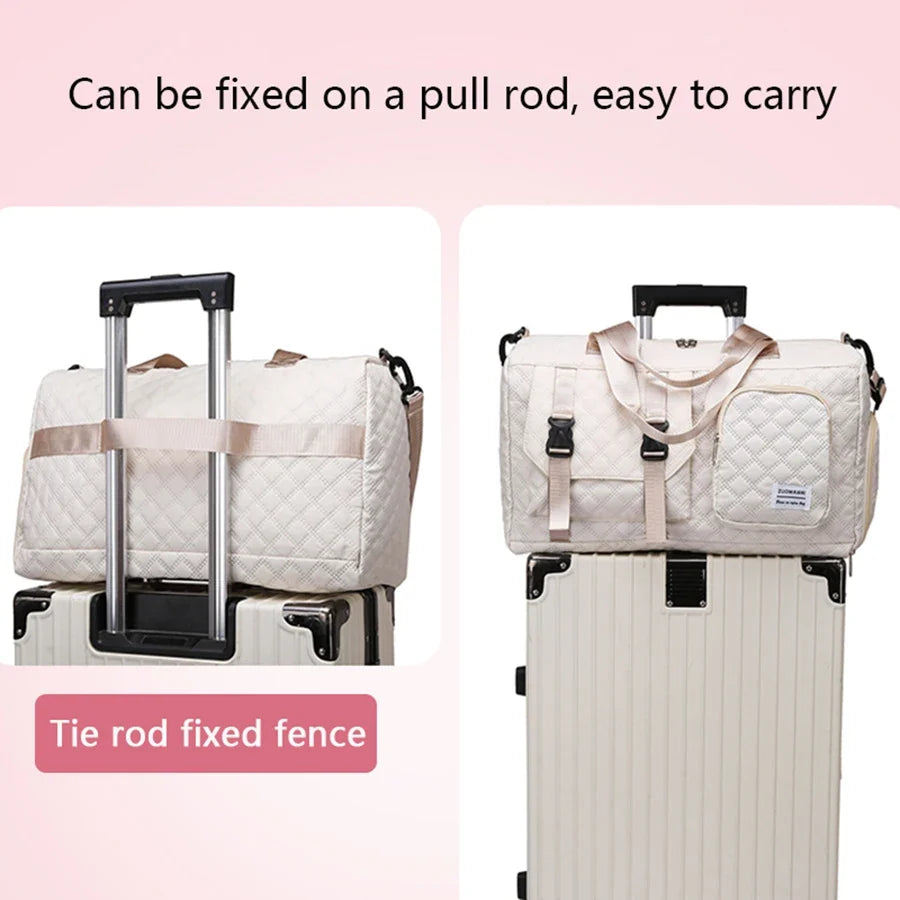 Womens Large Travel Duffle Bag - Portable Sports Gym Shoulder Shoe Compartment