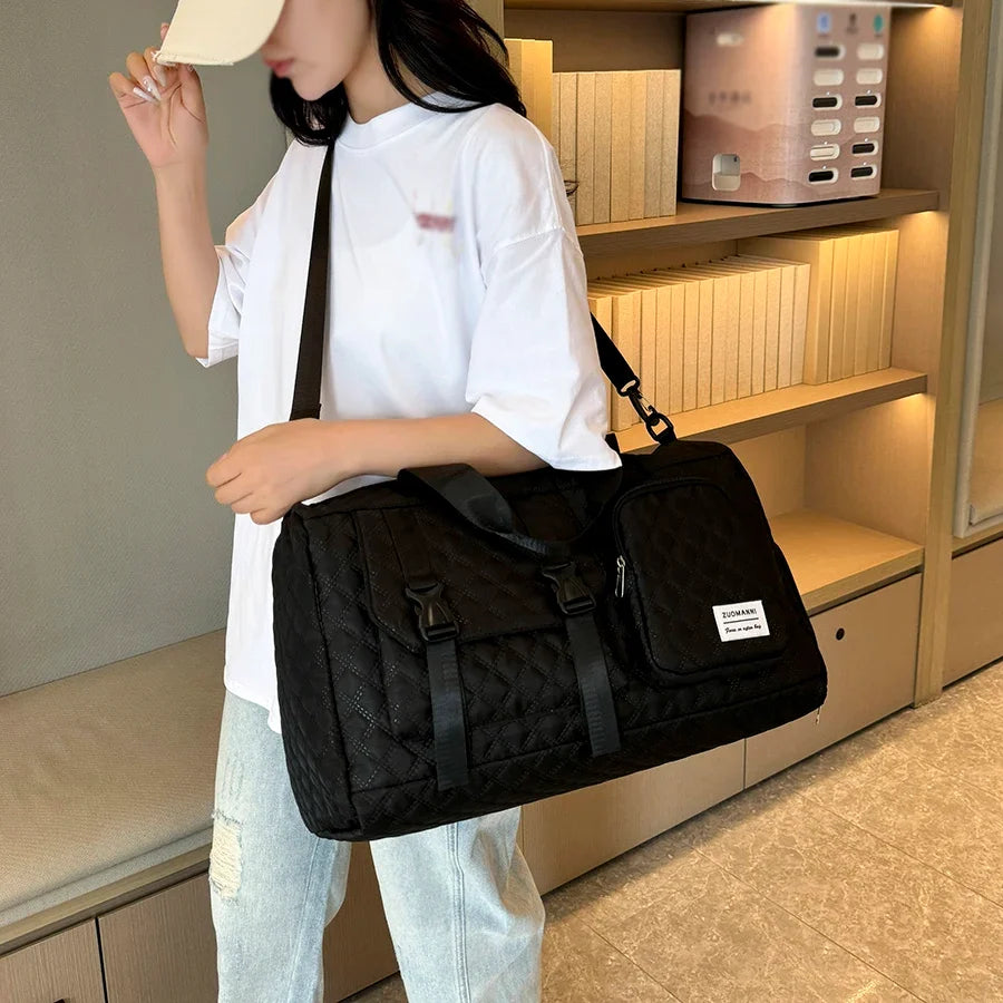 Womens Large Travel Duffle Bag - Portable Sports Gym Shoulder Shoe Compartment