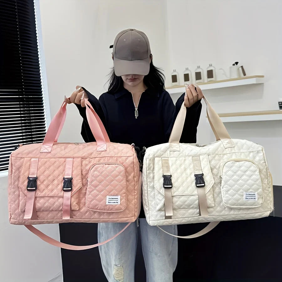 Womens Large Travel Duffle Bag - Portable Sports Gym Shoulder Shoe Compartment