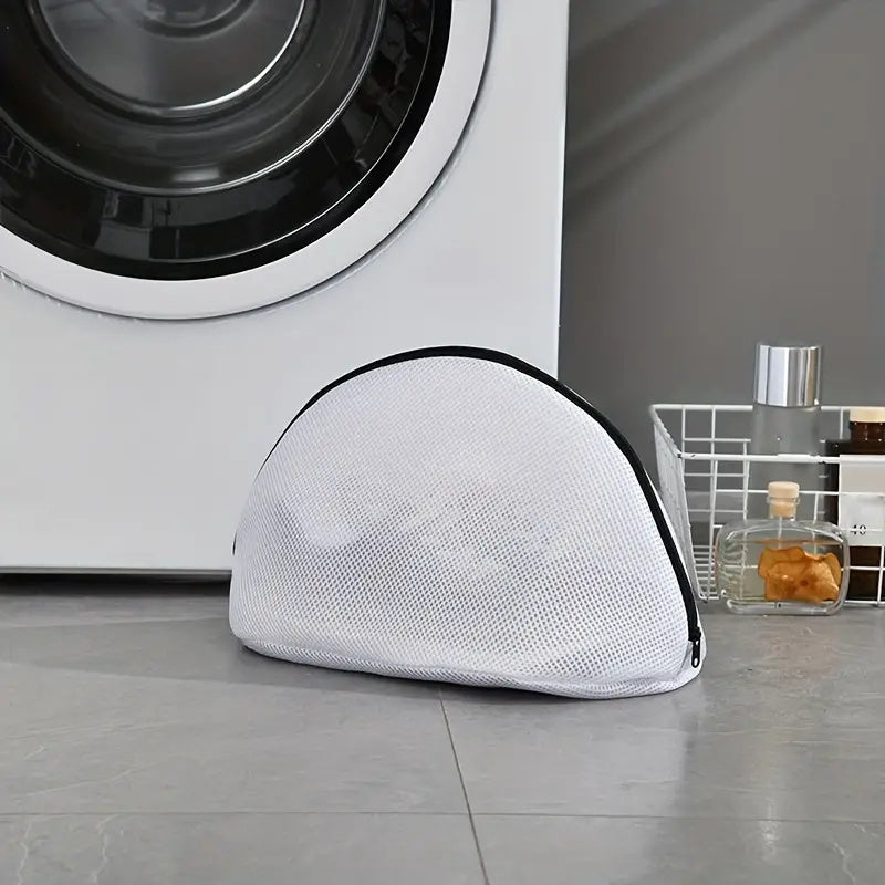 Curved Laundry Bag for Shoes - Multipurpose Fabric Washing Machine Protector with Zipper Closure