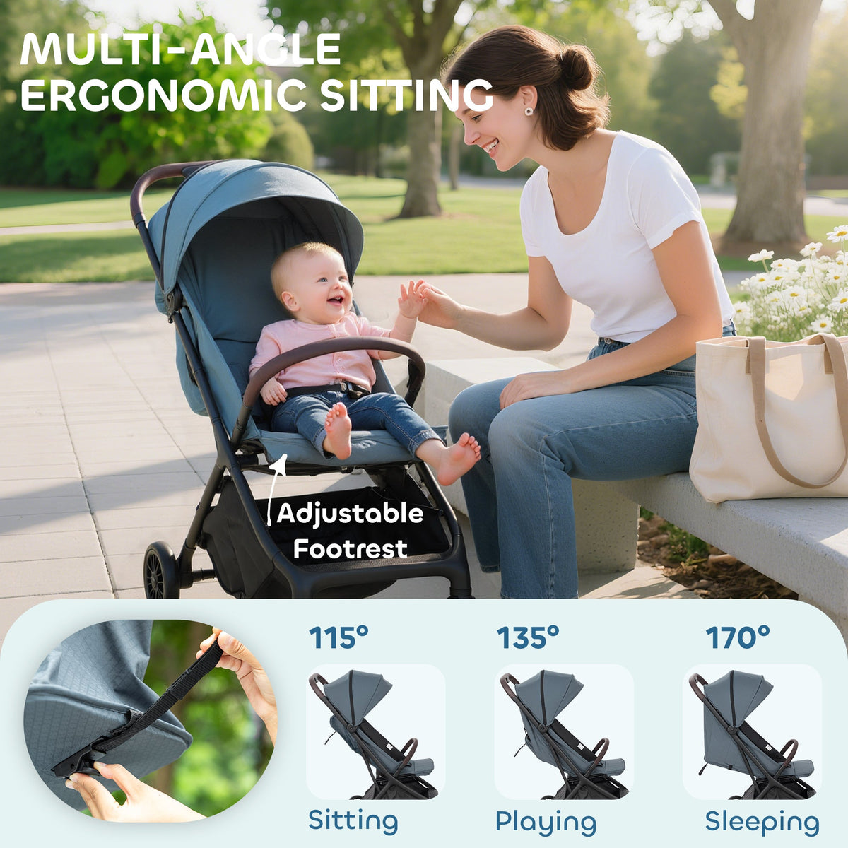 Lightweight Ultra Compact Foldable Baby Stroller Pushchair with Canopy Grey