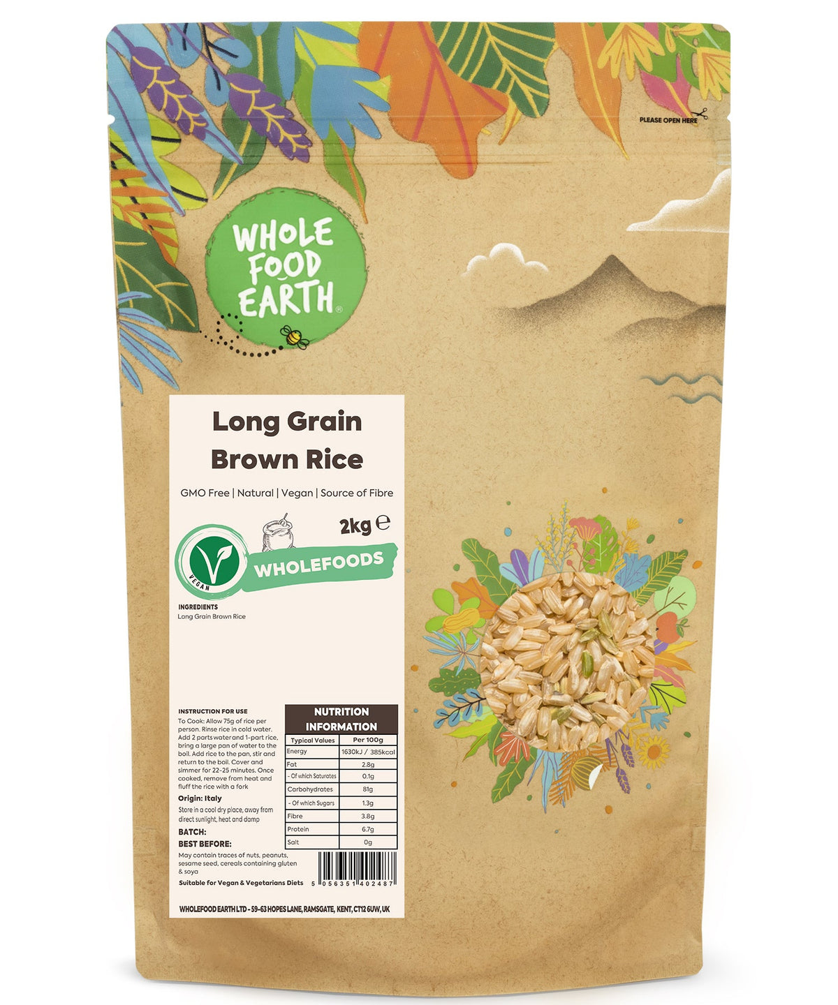 Arroz integral de grano largo