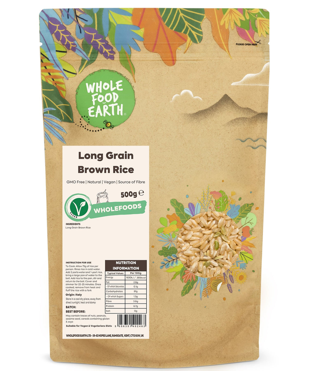 Arroz integral de grano largo