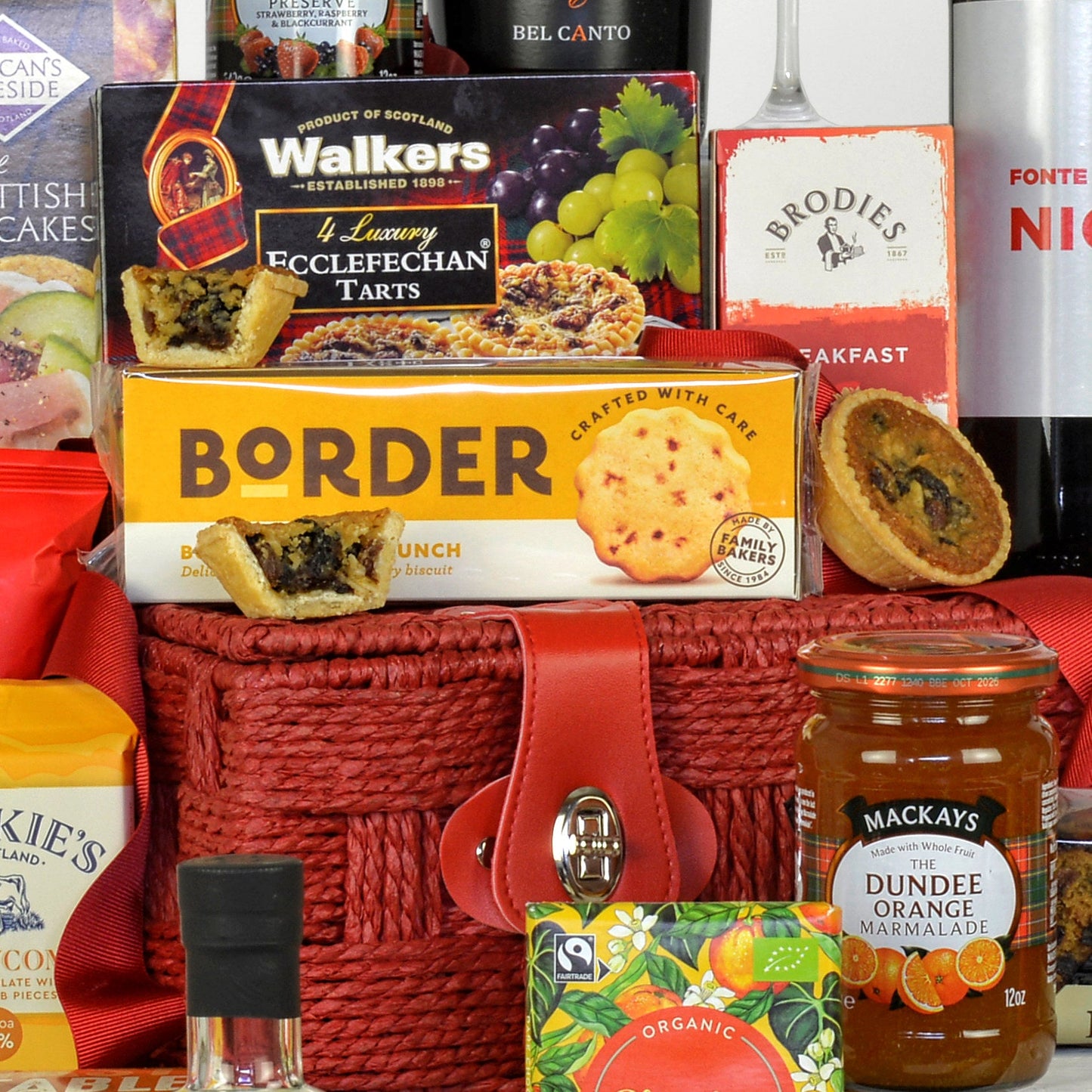 Luxuriöser schottischer Geschenkkorb | Premium-Präsentkorb mit Wein, Gin & Delikatessen