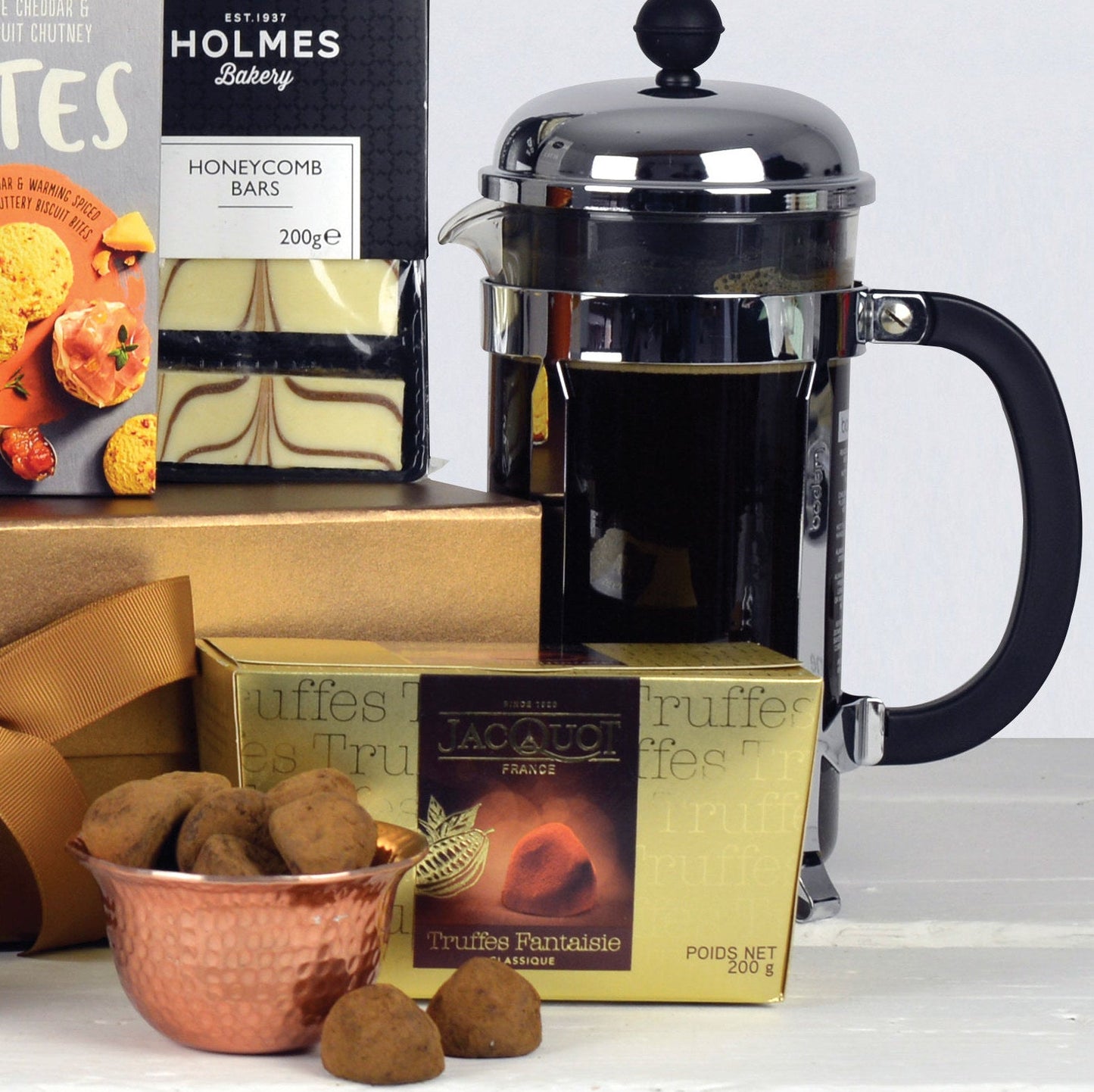 Luxuriöse Geschenkbox | Premium-Präsentkorb mit Prosecco & Gourmet-Köstlichkeiten