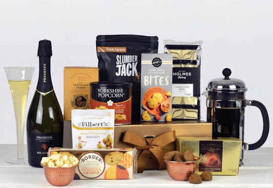 Luxuriöse Geschenkbox | Premium-Präsentkorb mit Prosecco & Gourmet-Köstlichkeiten