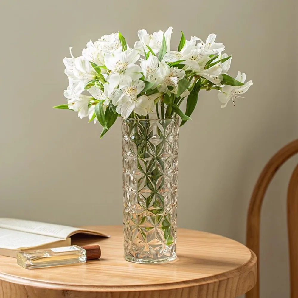 Luxury Glacier Pattern Glass Vase Transparent Hydroponic Decorative Vase Modern