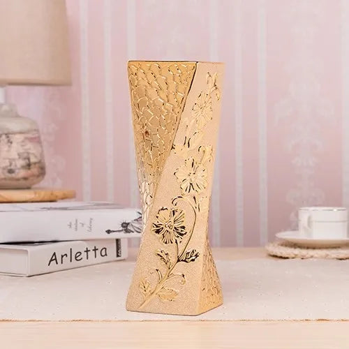 Luxury Modern Gold Ceramic Decorative Vase - Large Elegant Ornament Home Decor