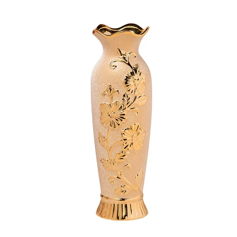 Luxury Modern Gold Ceramic Decorative Vase - Large Elegant Ornament Home Decor