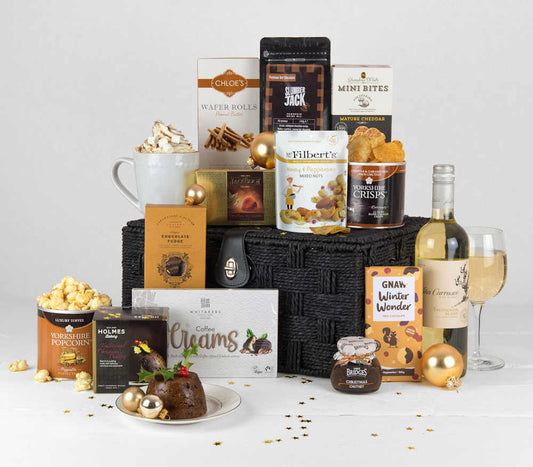 Luxuriöser Weihnachtskorb | Festliche Spezialitäten, Süßigkeiten & Wein