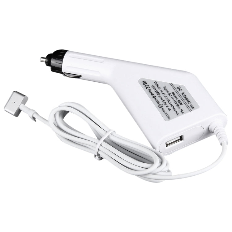 60W 16,5V 3,65A 5-poliges MagSafe 2 T-Style Kfz-Ladegerät mit 1 USB-Anschluss für Apple Macbook A1465 / A1502 / A1435 / MD212 / MD2123 / MD662, Länge: 1,7m