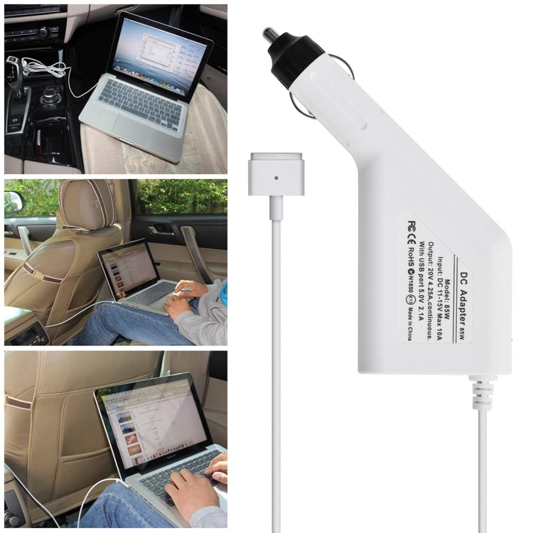 85W 20V 4.25A 5-Pin T-Style MagSafe 2 Kfz-Ladegerät mit 1 USB-Anschluss für Apple Macbook A1398 / A1424 / MC975 / MC976 / ME664 / ME665, Länge: 1,7 m, 85W 20V 4.25A