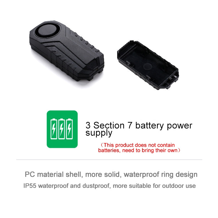 KS-SF22R IP55 Wasserdichter, kabelloser 113dB Vibrations-Diebstahlsensor-Alarm mit Fernbedienung für Fahrzeuge / Fahrräder / E-Bikes, KS-SF22R