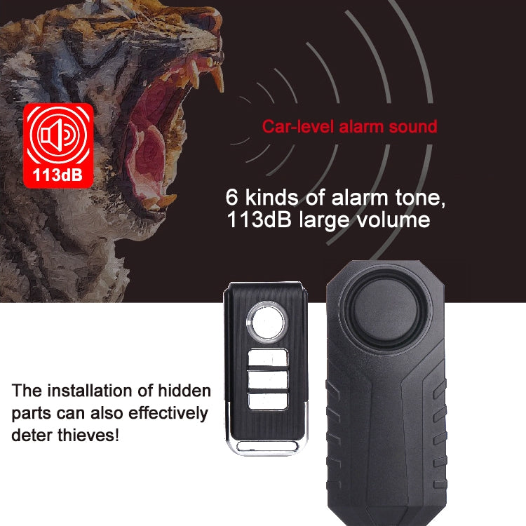 KS-SF22R IP55 Wasserdichter, kabelloser 113dB Vibrations-Diebstahlsensor-Alarm mit Fernbedienung für Fahrzeuge / Fahrräder / E-Bikes, KS-SF22R