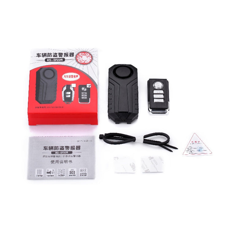 KS-SF22R IP55 Wasserdichter, kabelloser 113dB Vibrations-Diebstahlsensor-Alarm mit Fernbedienung für Fahrzeuge / Fahrräder / E-Bikes, KS-SF22R