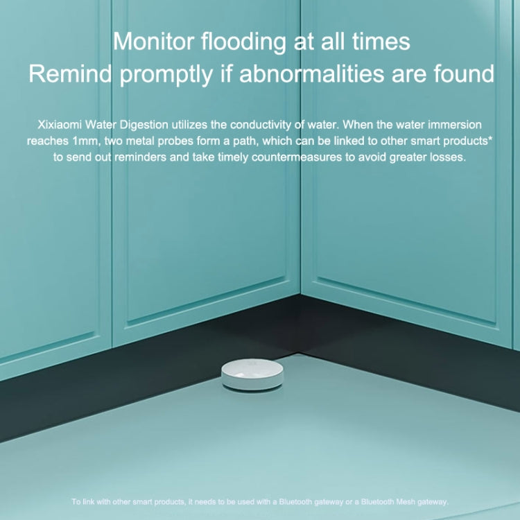 Original Xiaomi Drahtloser Bluetooth Hochwasserschutz Erkennt intelligent Wasserlecks, Xiaoai Lautsprecher Kopplung, App zur Fernbenachrichtigung Smart Home, muss mit CA1001 verwendet werden