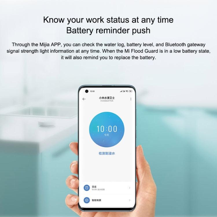 Original Xiaomi Drahtloser Bluetooth Hochwasserschutz Erkennt intelligent Wasserlecks, Xiaoai Lautsprecher Kopplung, App zur Fernbenachrichtigung Smart Home, muss mit CA1001 verwendet werden