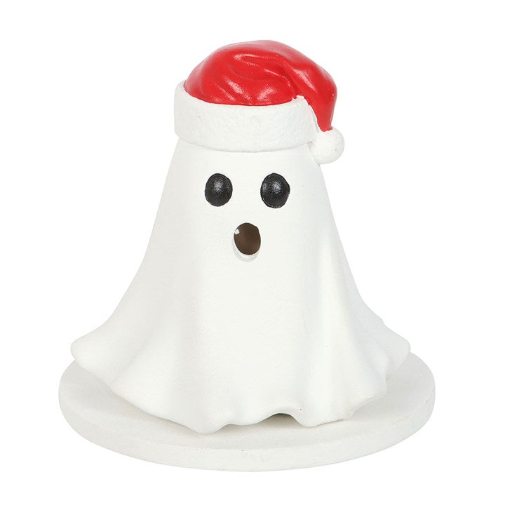 Ghost with Santa Hat Tealight and Incense Cone Holder