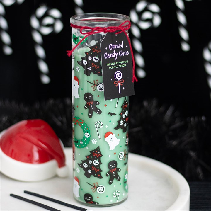 Merry Creepmas Cursed Candy Cane Tube Candle