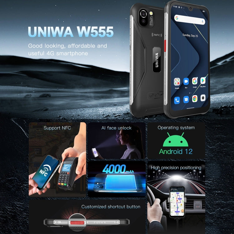 UNIWA W555 Rugged Smartphone | 4G | 3GB+32GB | IP68 | Android 12 | NFC | OTG
