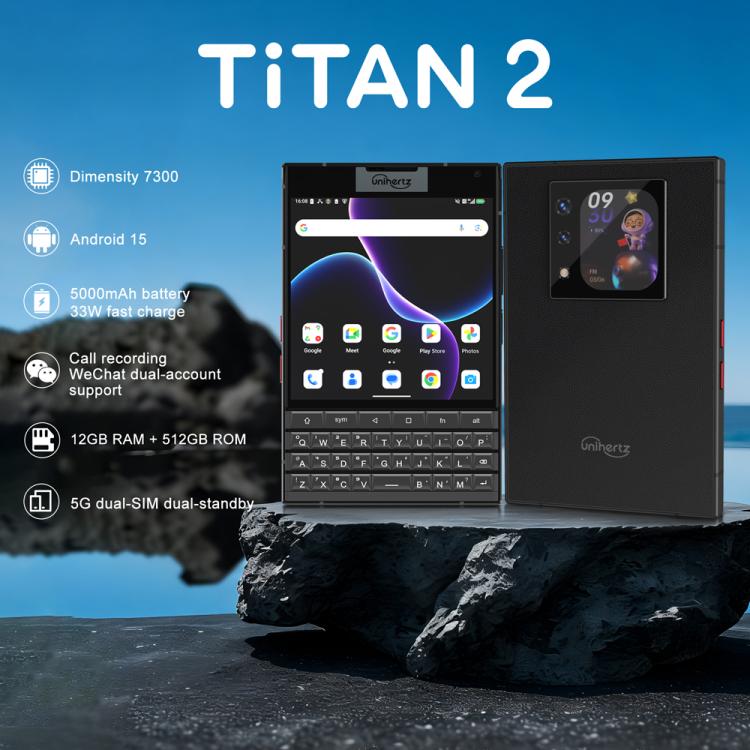 Unihertz Titan 2 | Physical QWERTY Keyboard Smartphone | 12GB RAM 512GB | Android 15 | 5G | Dual Screen