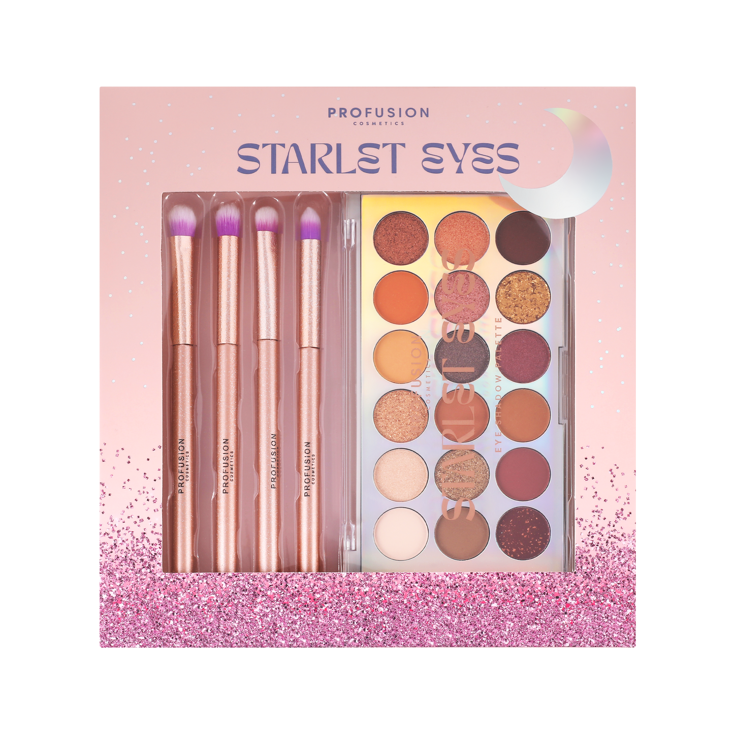 Starlet Eyes 18-Shade Eyeshadow Palette & 4-Piece Brush Set