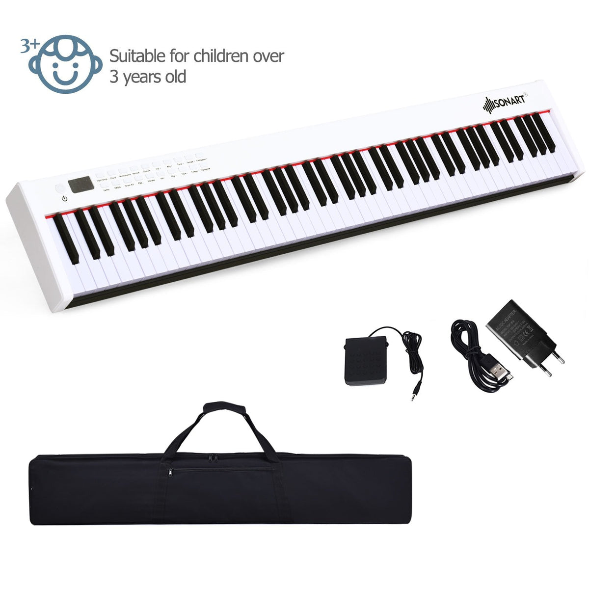 Portable Electronic Keyboard with Full-Size Weighted Keys-Black