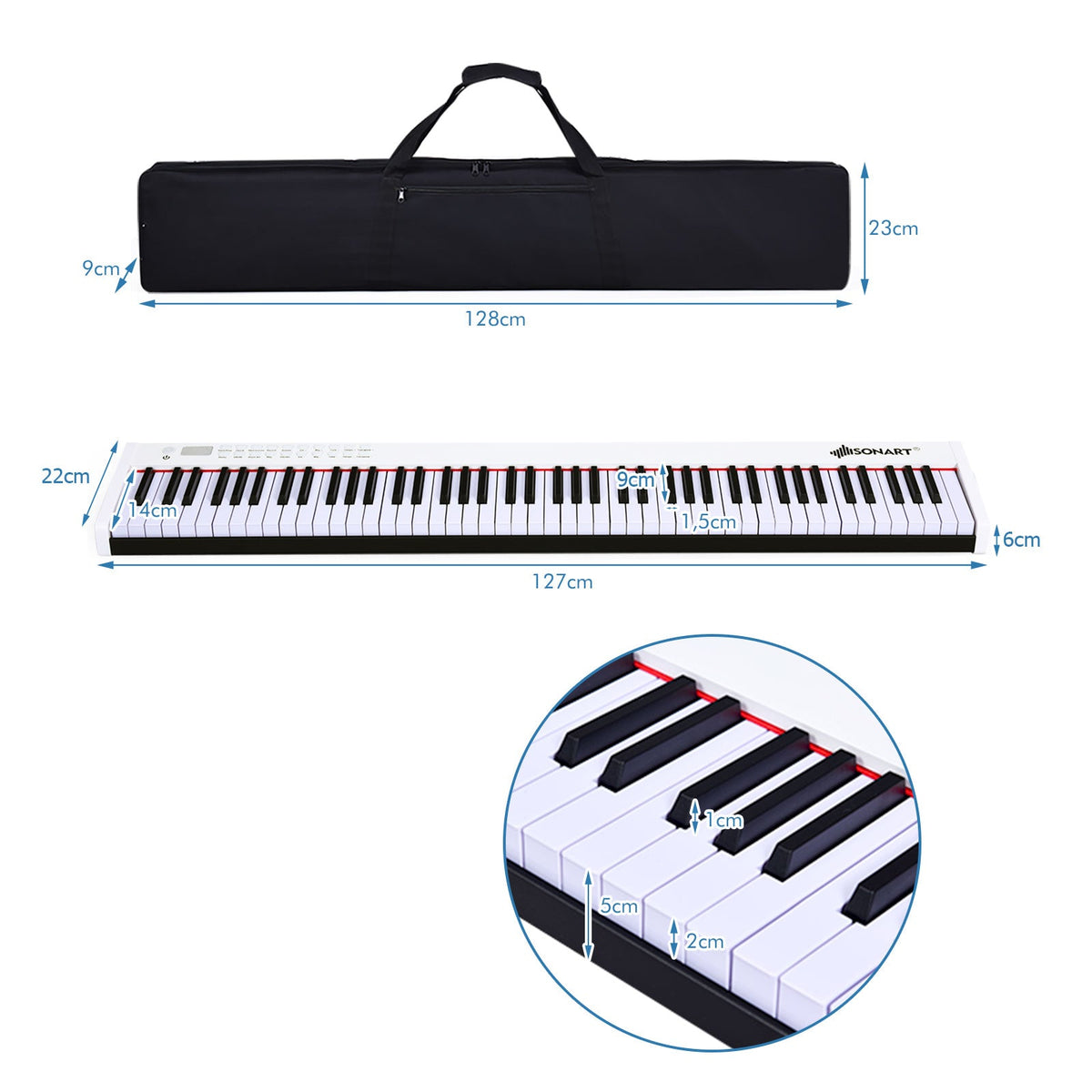 Portable Electronic Keyboard with Full-Size Weighted Keys-Black