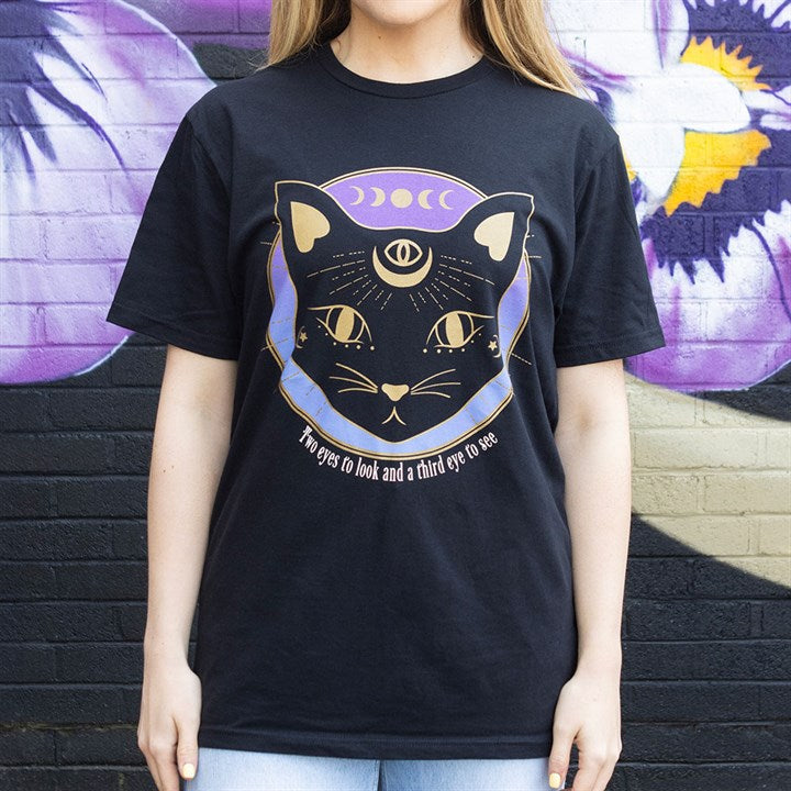 Mystic Mog Black Cat Unisex T-shirt Size XL