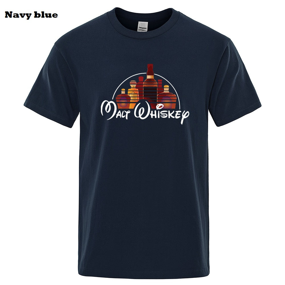 Men's Malt Whisky Disney T-Shirt Short Sleeve Graphic Print Tee Funny Unisex