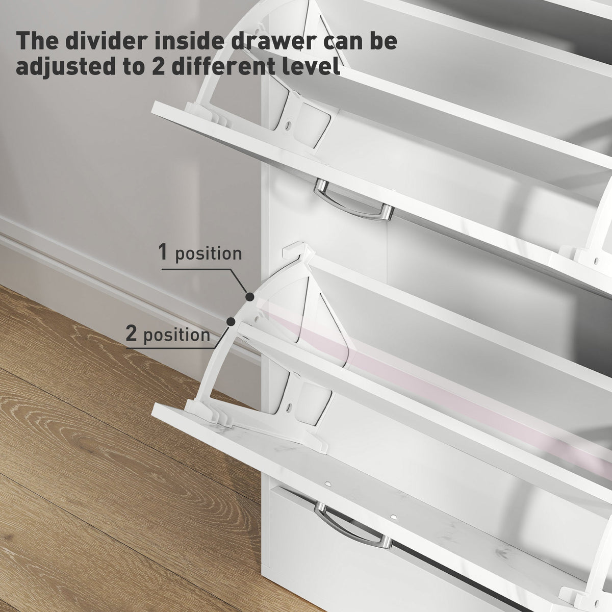 Marble Effect Shoe Cabinet White 3 Flip Drawers 18 Pair Shoes Storage Organiser