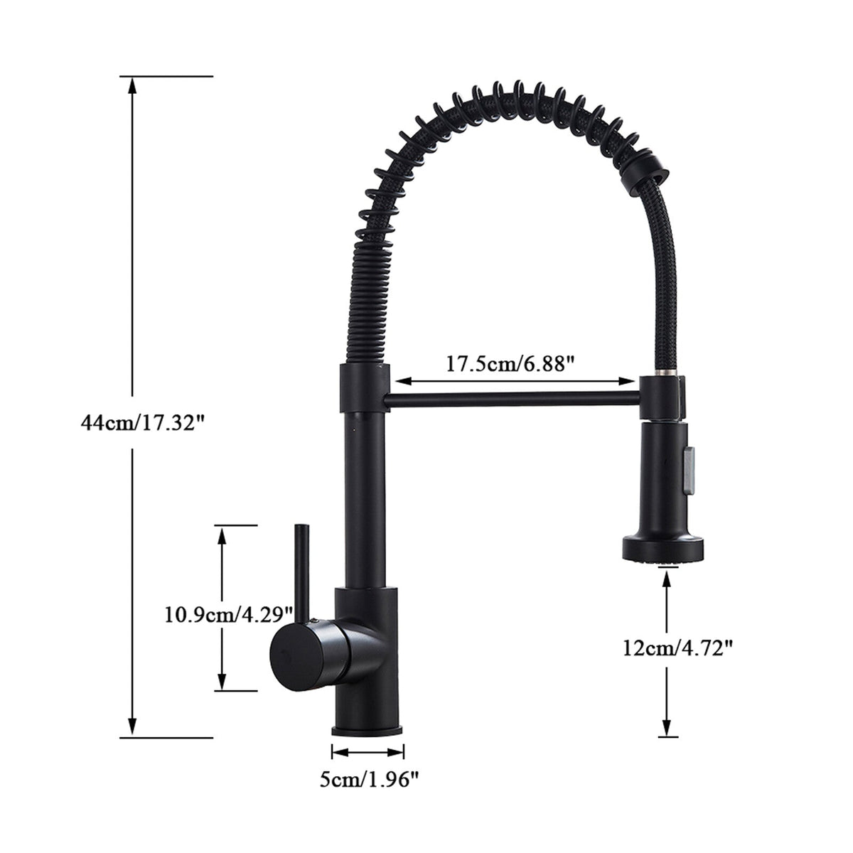 Matt Black Kitchen Sink Mixer Tap With Pull Out Spray Hose Single Lever Faucet