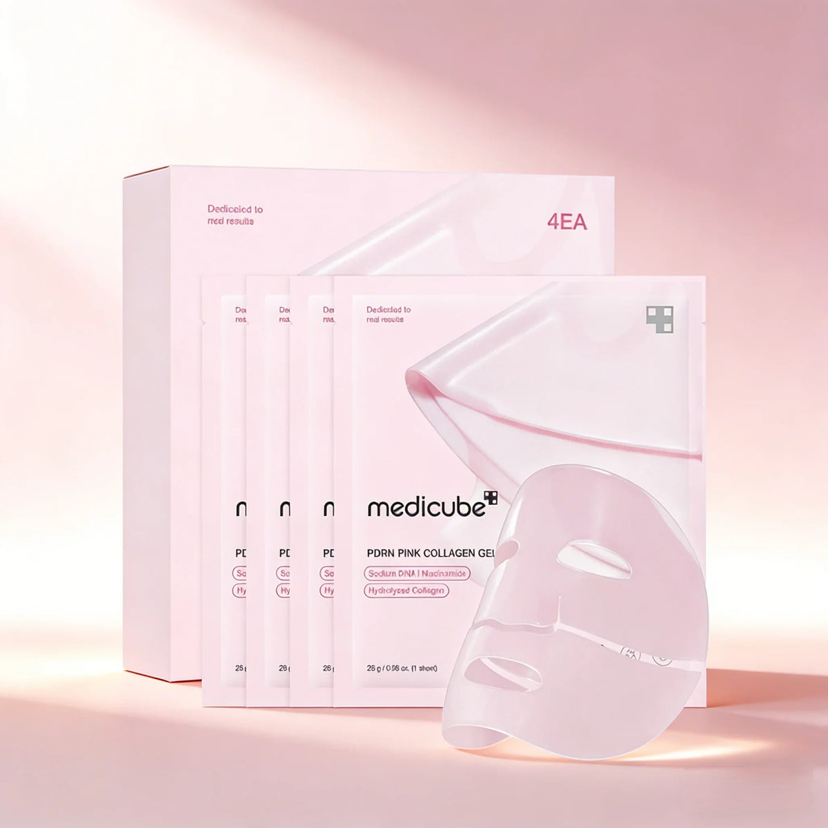 Medicube PDRN Pink Collagen Gel Mask 4 Pack Hydrating Glass Skin Treatment Care