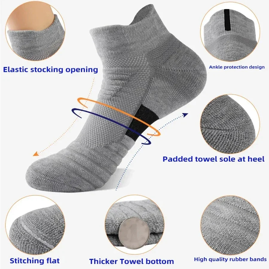 Anti-Slip Socks for Men - Breathable Cotton Sports Socks, Deodorising Grip Ankle Socks