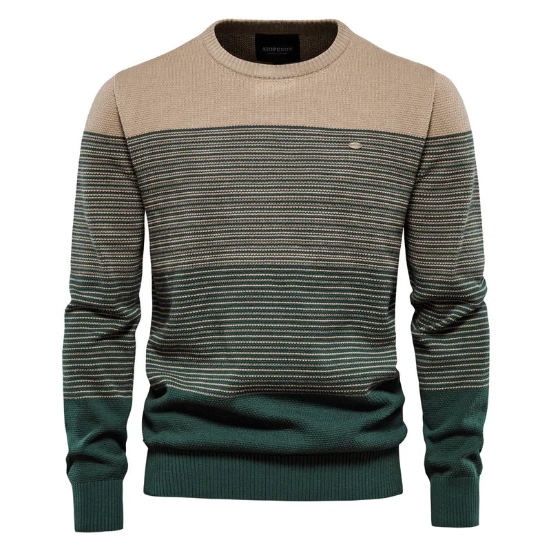 Men’s Cotton Knitted Sweater - Casual Round Neck Winter Pullover Warm Jumper