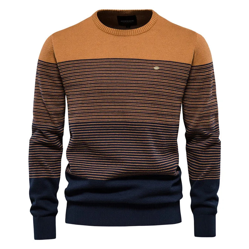 Men’s Cotton Knitted Sweater - Casual Round Neck Winter Pullover Warm Jumper