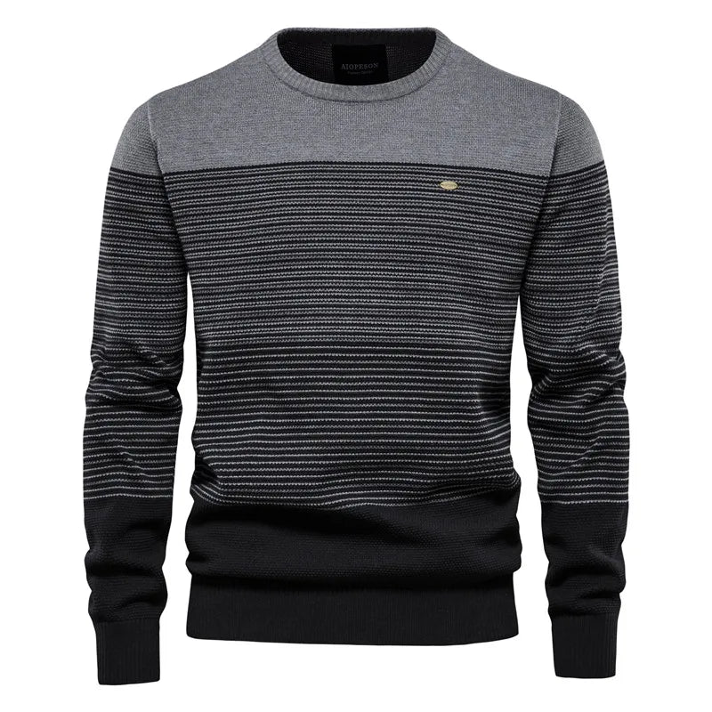Men’s Cotton Knitted Sweater - Casual Round Neck Winter Pullover Warm Jumper
