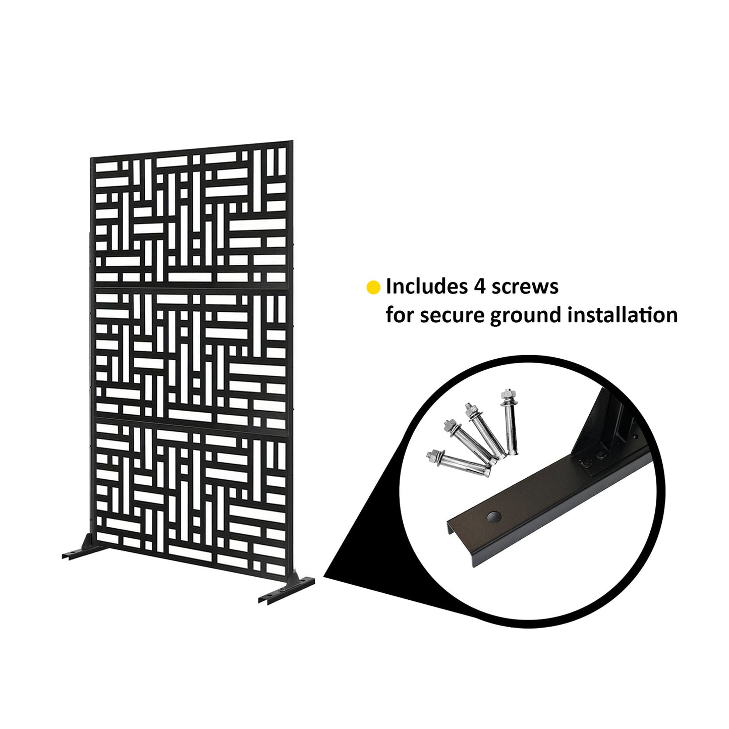 Metal Privacy Screen with Stand 90cm x 180cm | Indoor & Outdoor | Black, Grey or Pre-Rusted