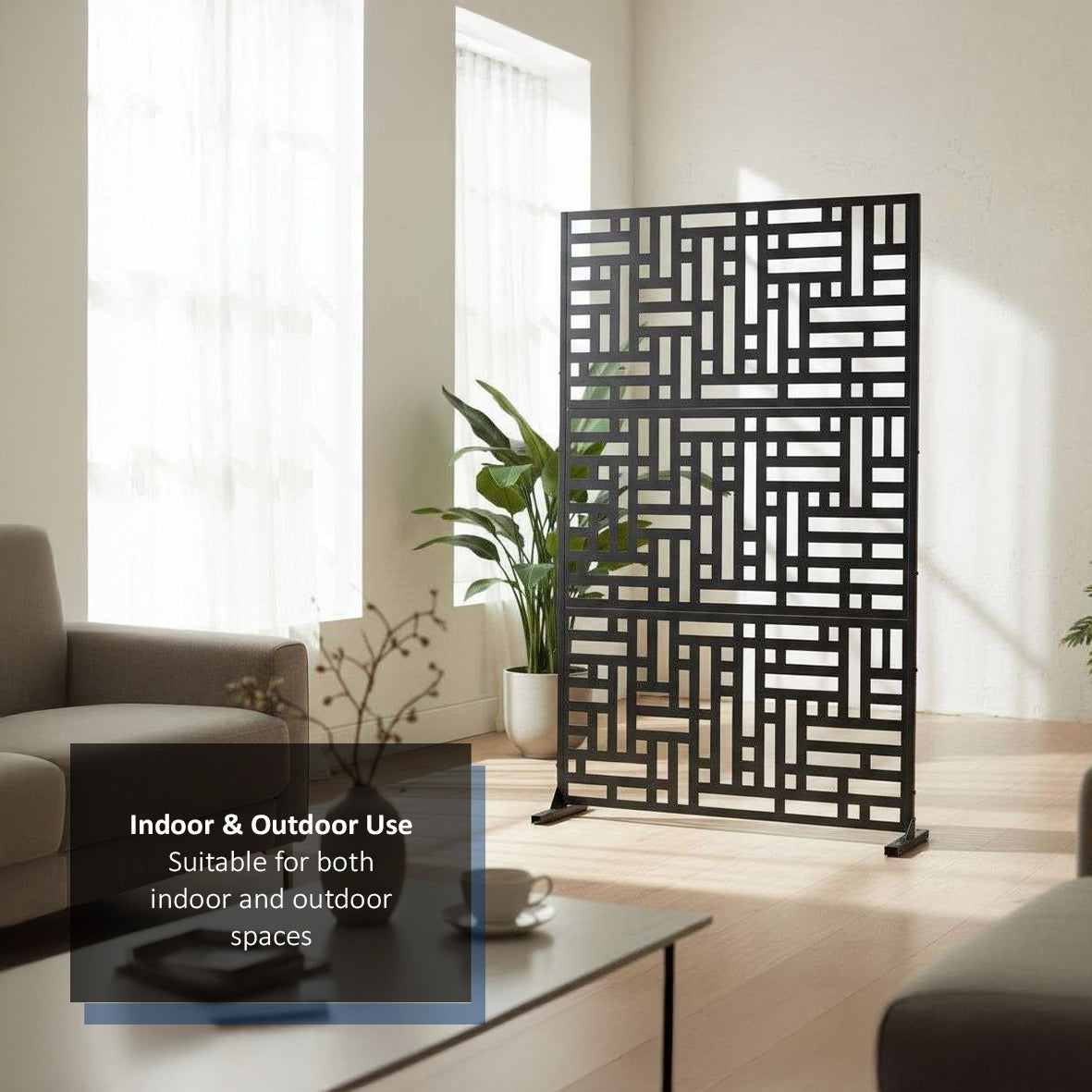 Metal Privacy Screen with Stand 90cm x 180cm | Indoor & Outdoor | Black, Grey or Pre-Rusted