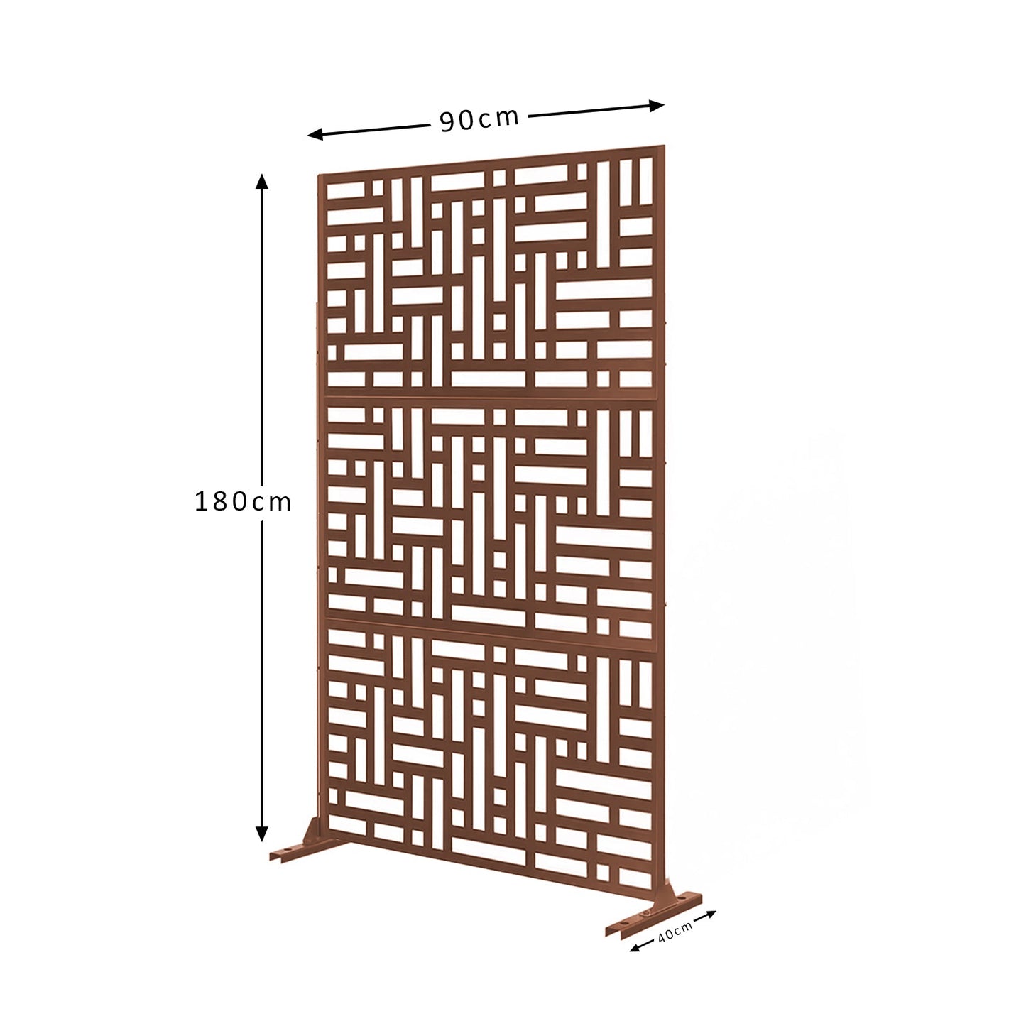 Metal Privacy Screen with Stand 90cm x 180cm | Indoor & Outdoor | Black, Grey or Pre-Rusted