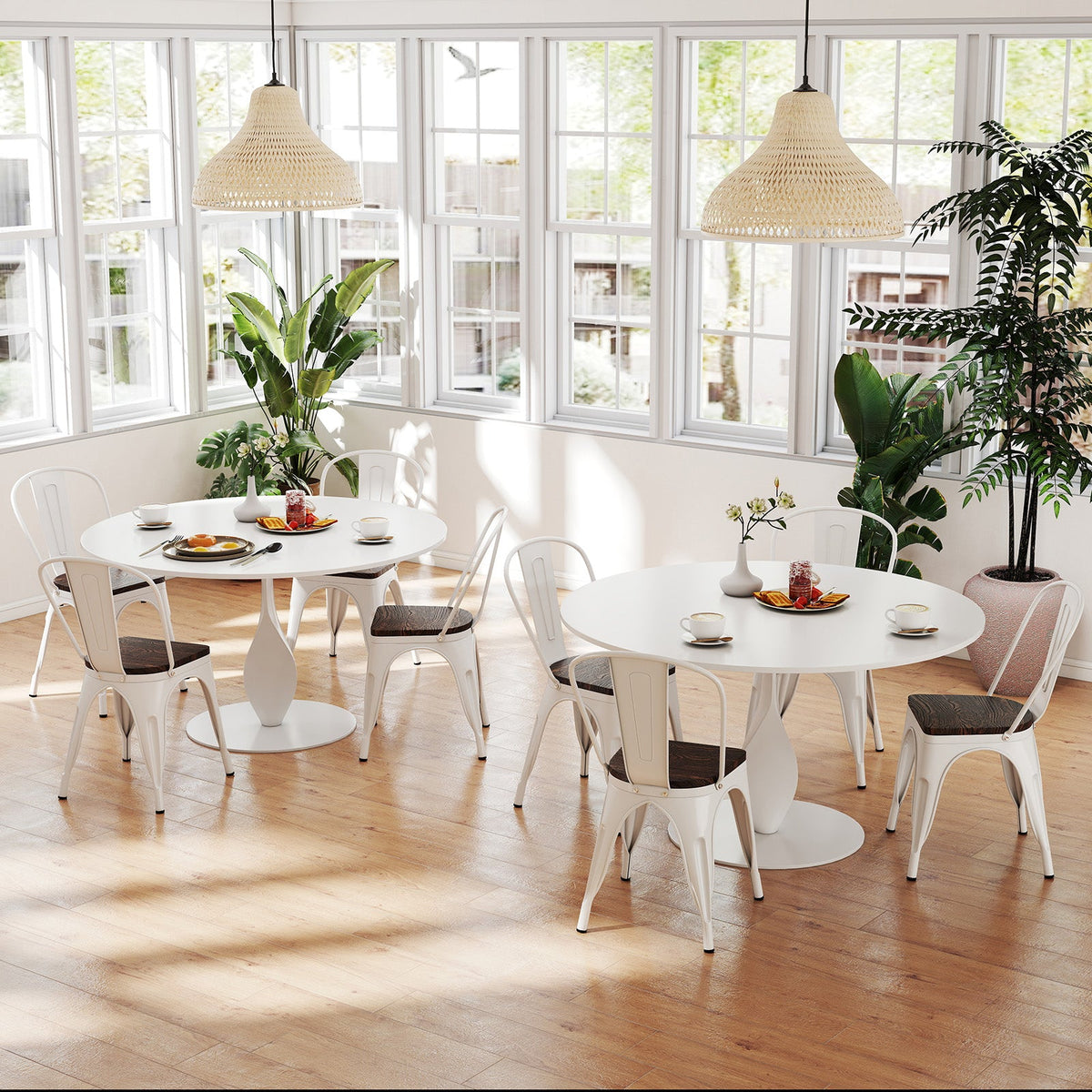 Metal Dining Chairs Set of 4 Stackable Kitchen Side Chairs-Black
