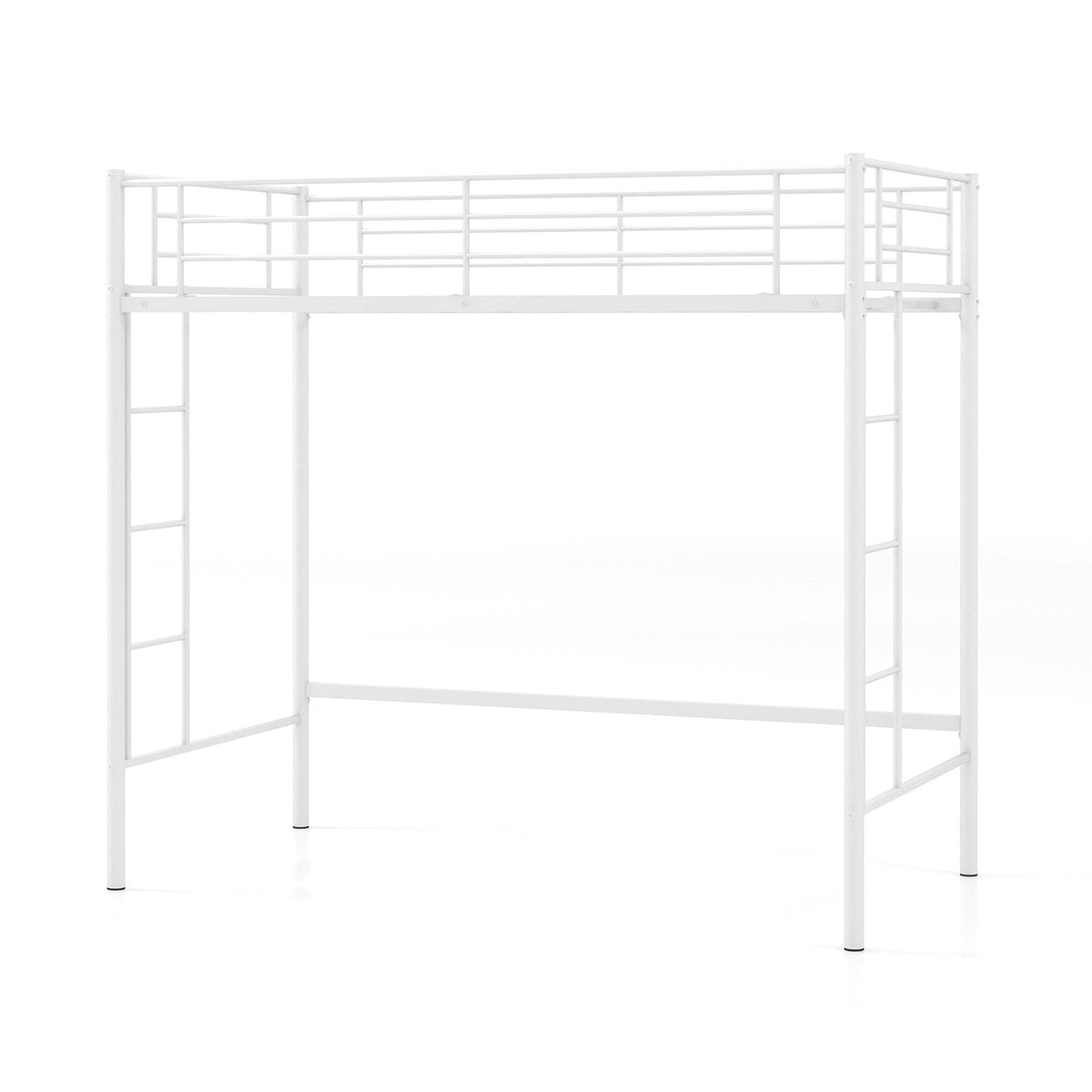 Metal Space-saving Loft Bed Frame with Full-length Safety Guardrail-Black