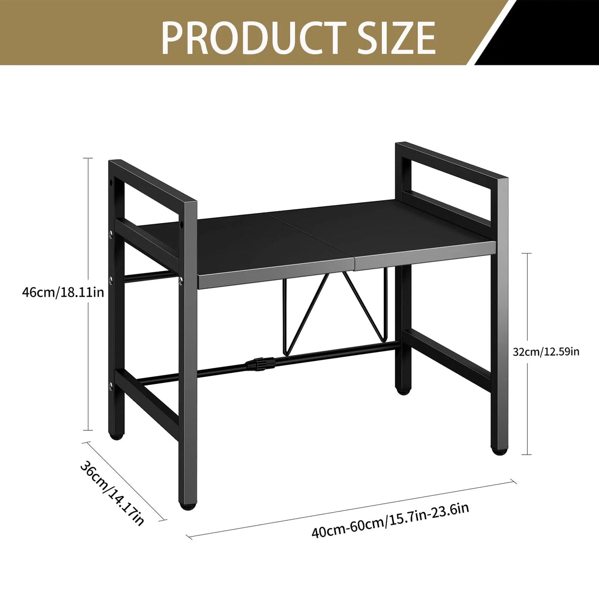Expandable Microwave Shelf Organizer - Rust & Moisture-Proof Countertop Rack for Kitchen