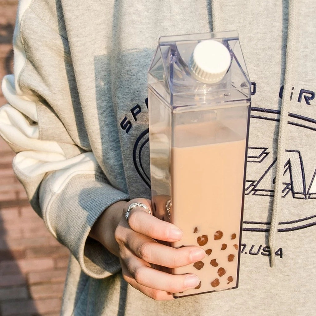 Leak-Proof Square Milk Carton Water Bottle - Reusable Travel & Kitchen Bottle