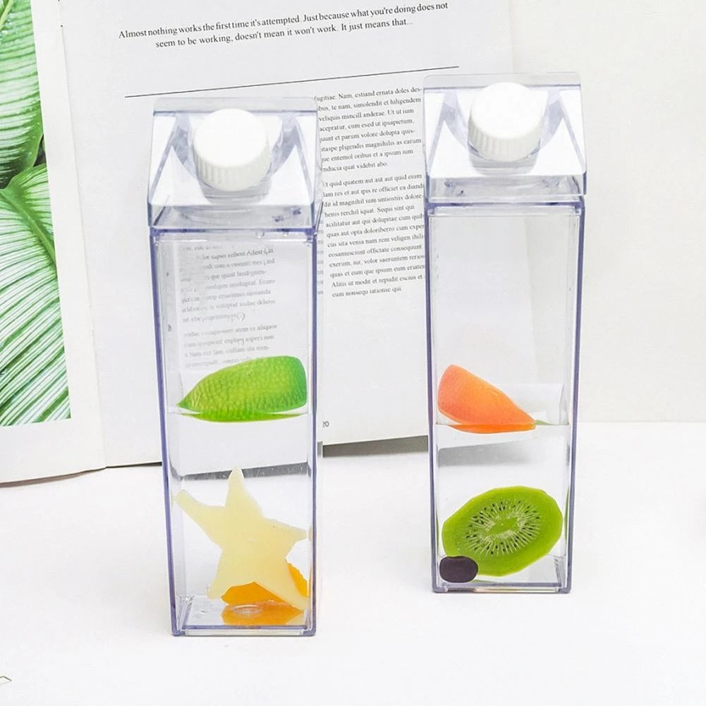 Leak-Proof Square Milk Carton Water Bottle - Reusable Travel & Kitchen Bottle