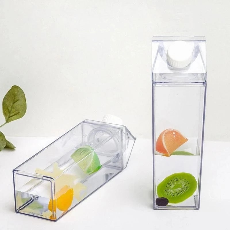 Leak-Proof Square Milk Carton Water Bottle - Reusable Travel & Kitchen Bottle
