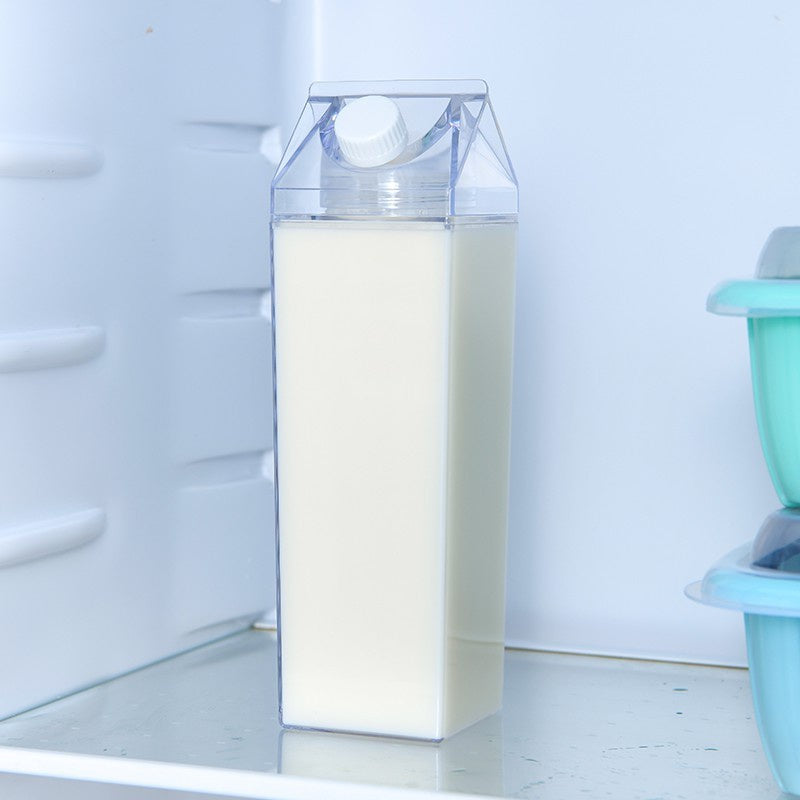 Leak-Proof Square Milk Carton Water Bottle - Reusable Travel & Kitchen Bottle