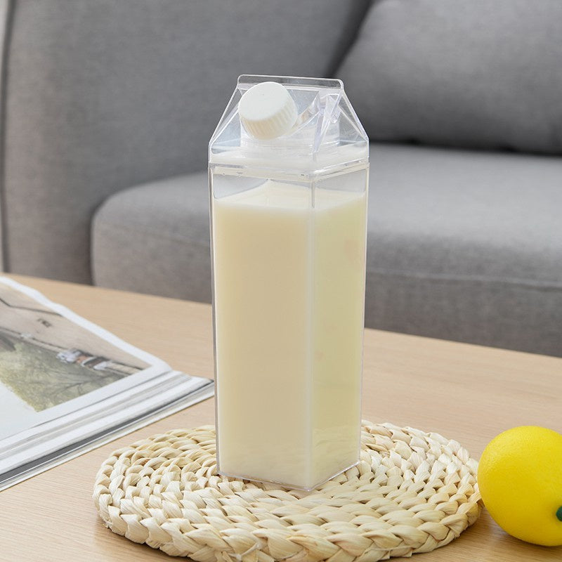 Leak-Proof Square Milk Carton Water Bottle - Reusable Travel & Kitchen Bottle