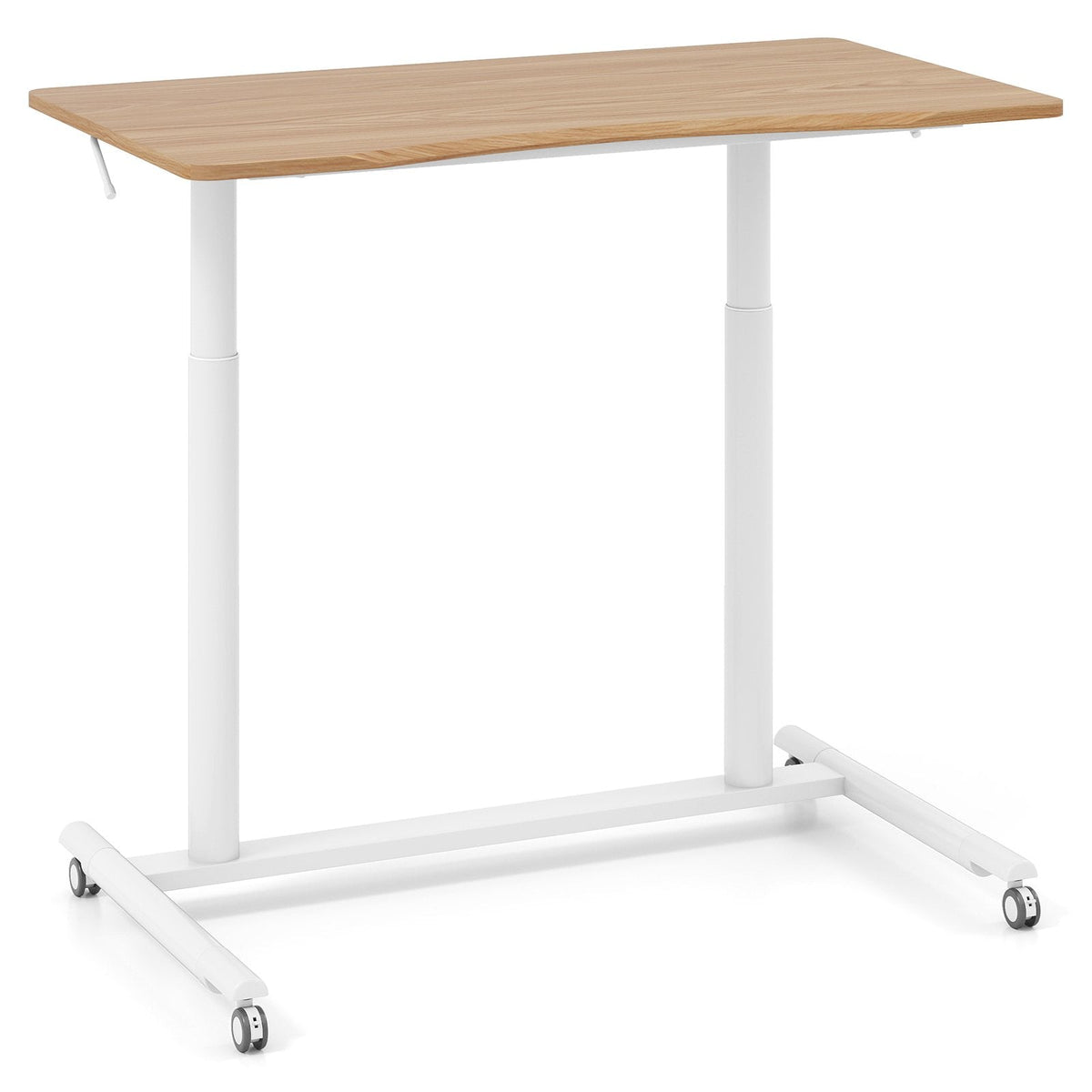 C-Shaped Mobile Standing Desk with Adjustable Height and Lockable Wheels-Black