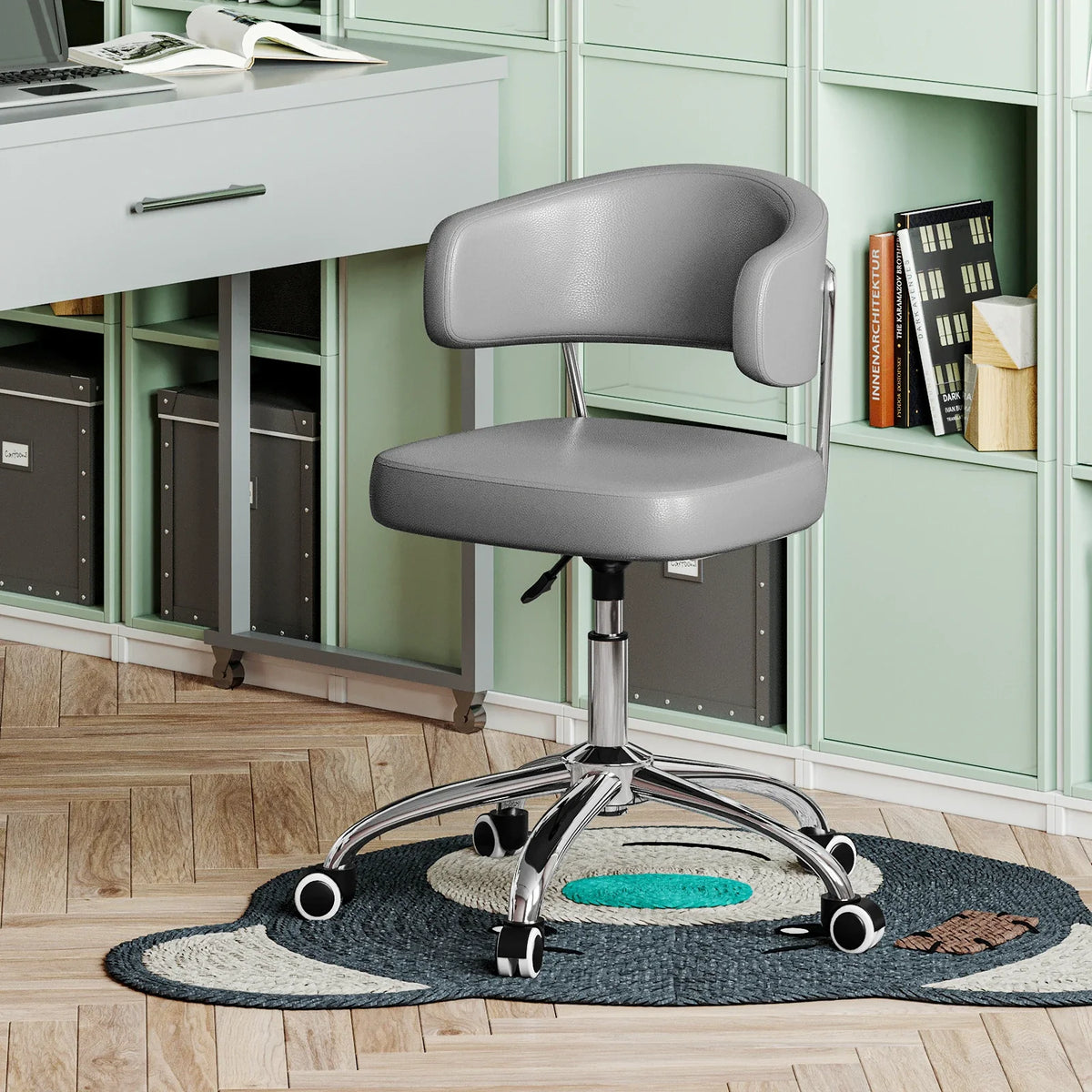 Modern Armless Swivel Desk Chair Height Adjustable Ergonomic Vanity Office Seat